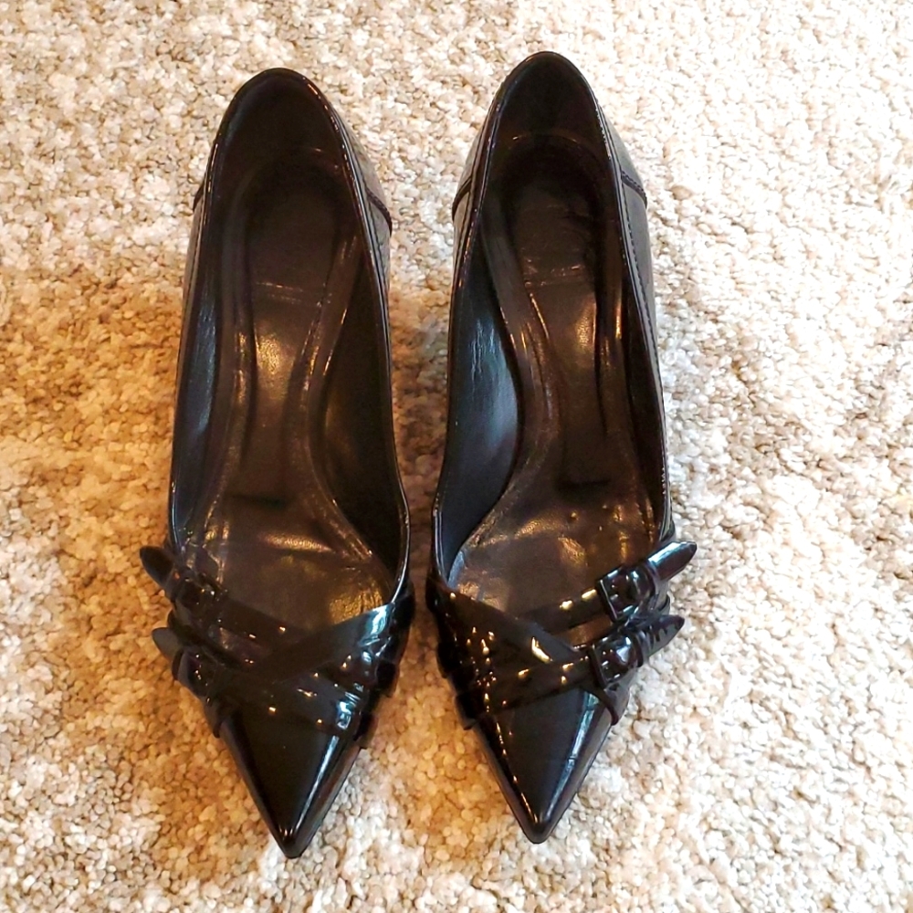 Burberry Patent Leather Black Kitten Heel
